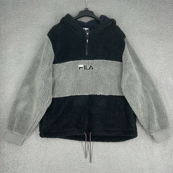 Fila Gelber black gray color block 1/2 zip hoodie long sleeve